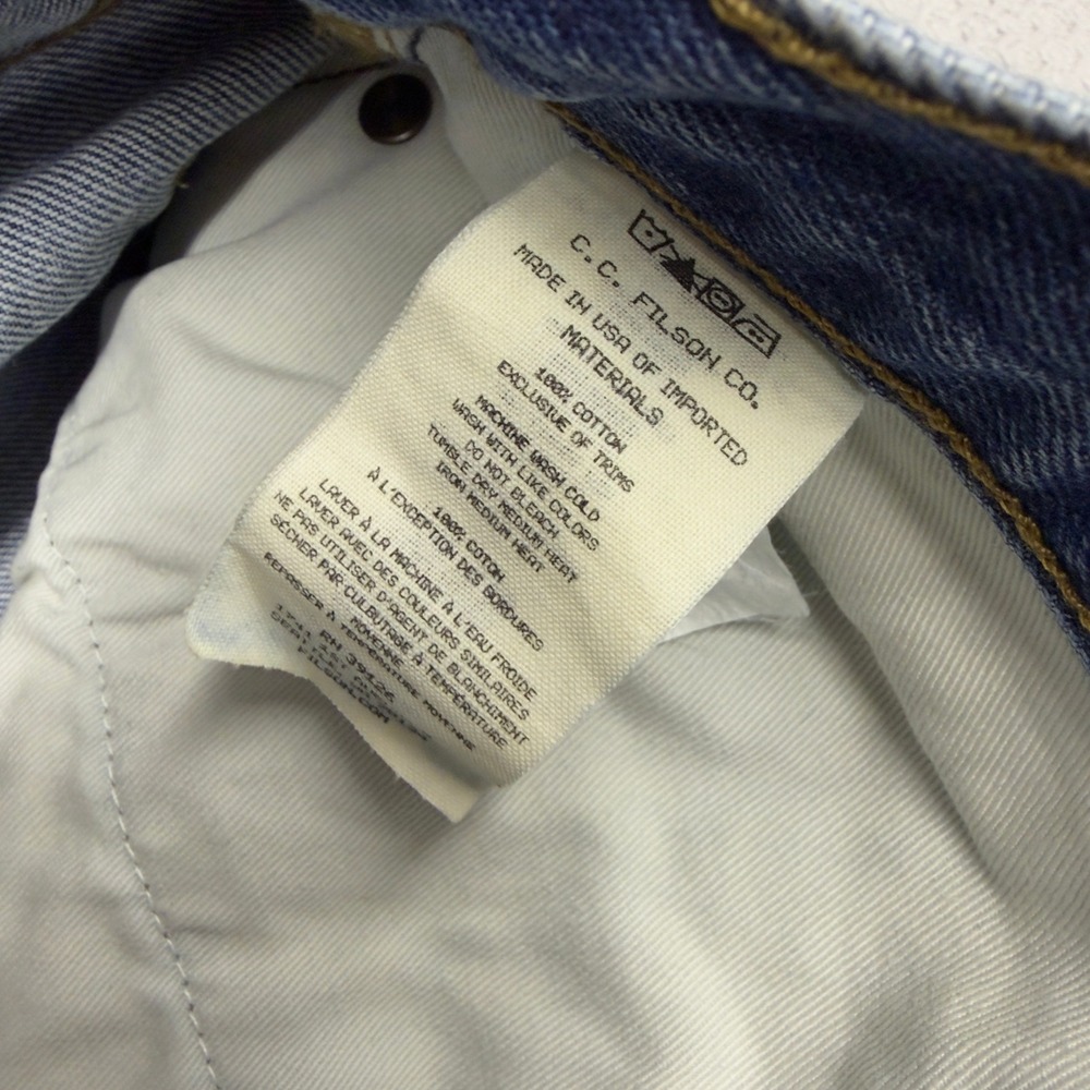Filson Jeans Mens 34x34 Blue Denim Rail Splitter Made in USA 5 Pocket Workwear - Picture 6 of 10